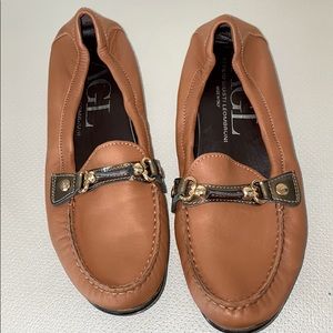AGL Camel Brown Leather Flats size 38 1/2